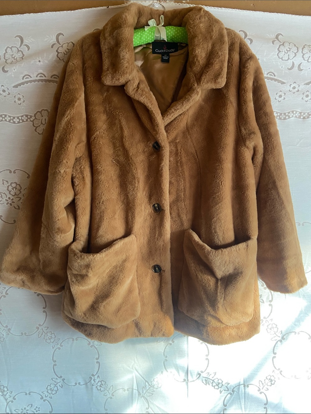 Cuddl Duds Tan Plush Teddy Coat 2xl nwot